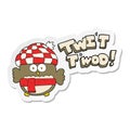 sticker of a cartoon cute owl singing twit twoo Royalty Free Stock Photo