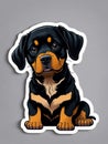 sticker cartoon cute Rottweiler white background Ver