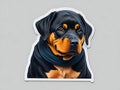 sticker, cartoon cute Rottweiler, white background, Vermeer style, 12K, high quality, HD, octane render, cinematic lighting, AI