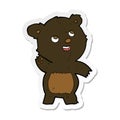 sticker of a cartoon cute waving black bear teddy