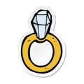 sticker of a cartoon diamond ring Royalty Free Stock Photo