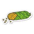 sticker cartoon doodle of fresh corn on the cob Royalty Free Stock Photo