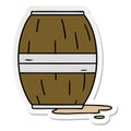 sticker cartoon doodle of a wine barrel Royalty Free Stock Photo