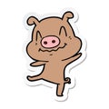 sticker of a cartoon drunk pig Royalty Free Stock Photo