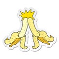 sticker of a cartoon embarrassing magic banana touch