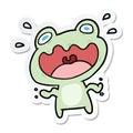 sticker of a cartoon frog frightened Royalty Free Stock Photo