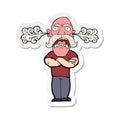 sticker of a cartoon furious man with red face