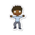 sticker of a cartoon grinning boy Royalty Free Stock Photo