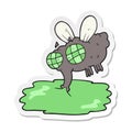 sticker of a cartoon gross fly