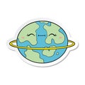 sticker of a cartoon habitable alien planet Royalty Free Stock Photo