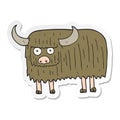 sticker of a cartoon hairy cow