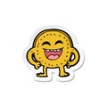 sticker of a cartoon happy coin