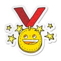 sticker of a cartoon happy sports medal