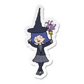 sticker of a cartoon happy witch Royalty Free Stock Photo