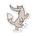 sticker of a cartoon happy wolf dancing Royalty Free Stock Photo