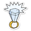 sticker of a cartoon huge diamond ring Royalty Free Stock Photo