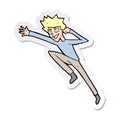sticker of a cartoon jumping man Royalty Free Stock Photo