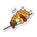 sticker of a cartoon kebab sticks Royalty Free Stock Photo