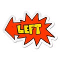 sticker of a cartoon left symbol