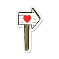 sticker of a cartoon love heart sign post Royalty Free Stock Photo