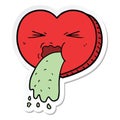 sticker of a cartoon love sick heart