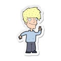 sticker of a cartoon man giving peace sign Royalty Free Stock Photo