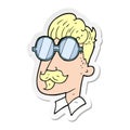 sticker of a cartoon man with mustache and spectacles Royalty Free Stock Photo
