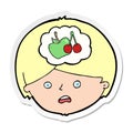 sticker of a cartoon man thinking about healthy eating