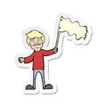 sticker of a cartoon man waving white flag Royalty Free Stock Photo