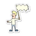 sticker of a cartoon man waving white flag Royalty Free Stock Photo