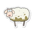 sticker of a cartoon muddy sheep