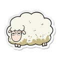 sticker of a cartoon muddy winter sheep Royalty Free Stock Photo