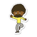 sticker of a cartoon mustache man disco dancing Royalty Free Stock Photo