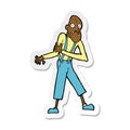 sticker of a cartoon old man having heart attack Royalty Free Stock Photo