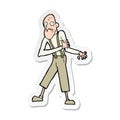 sticker of a cartoon old man having heart attack Royalty Free Stock Photo