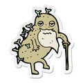 sticker of a cartoon old potato Royalty Free Stock Photo