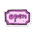 sticker of a cartoon open sign Royalty Free Stock Photo