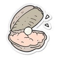 sticker of a cartoon oyster with pearl