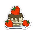 sticker of a cartoon pancake stack with strawberries