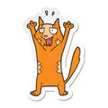 sticker of a cartoon panicking cat