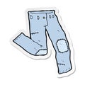 sticker of a cartoon patched old jeans