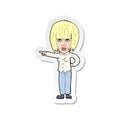 sticker of a cartoon pointing annoyed woman