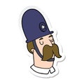 sticker of a cartoon policeman with mustache