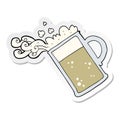 sticker of a cartoon pouring beer Royalty Free Stock Photo