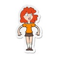 sticker of a cartoon pretty girl with shocked expression