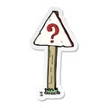 sticker of a cartoon question mark sign post Royalty Free Stock Photo