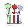 sticker of a cartoon rack of test tubes exploding Royalty Free Stock Photo