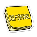 sticker of a cartoon reminder notes