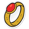 sticker of a cartoon ruby ring