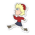 sticker of a cartoon running woman Royalty Free Stock Photo